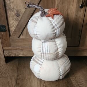 Plaid Fabric Pumpkin Stack Decor
